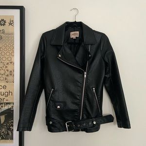 F21 Contemporary Faux Oversized Leather Jacket